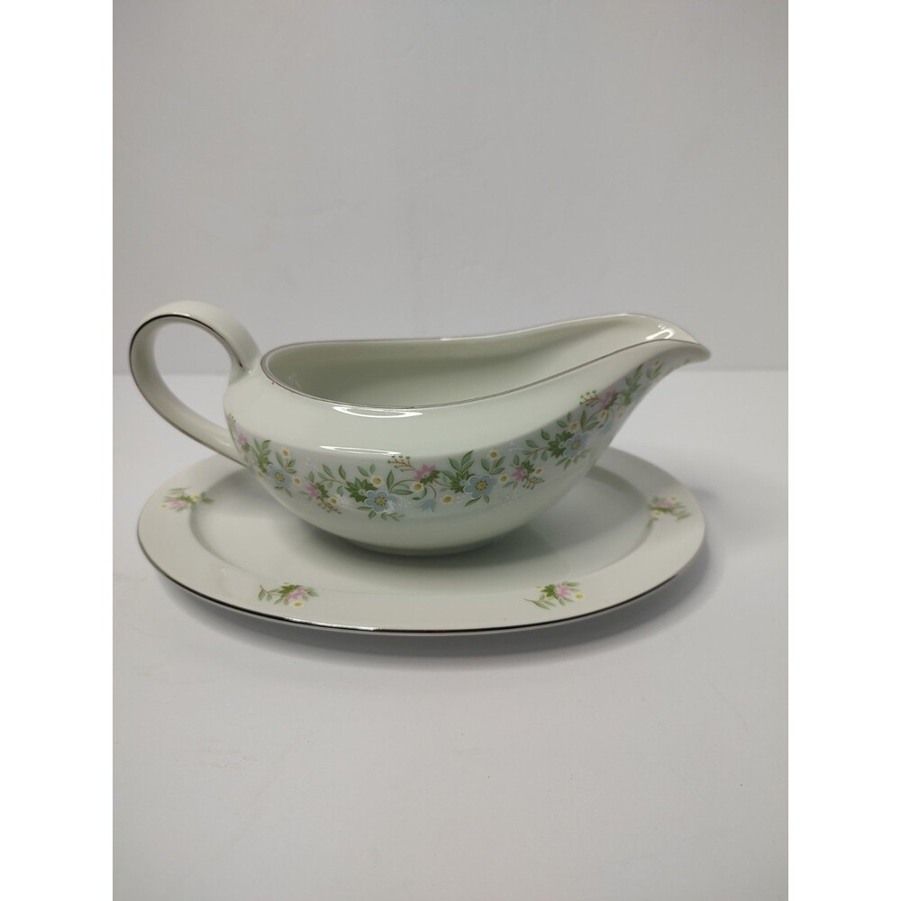 Johann Haviland Bavaria FOREVER SPRING Gravy Boat Attached Under Plate - 9”